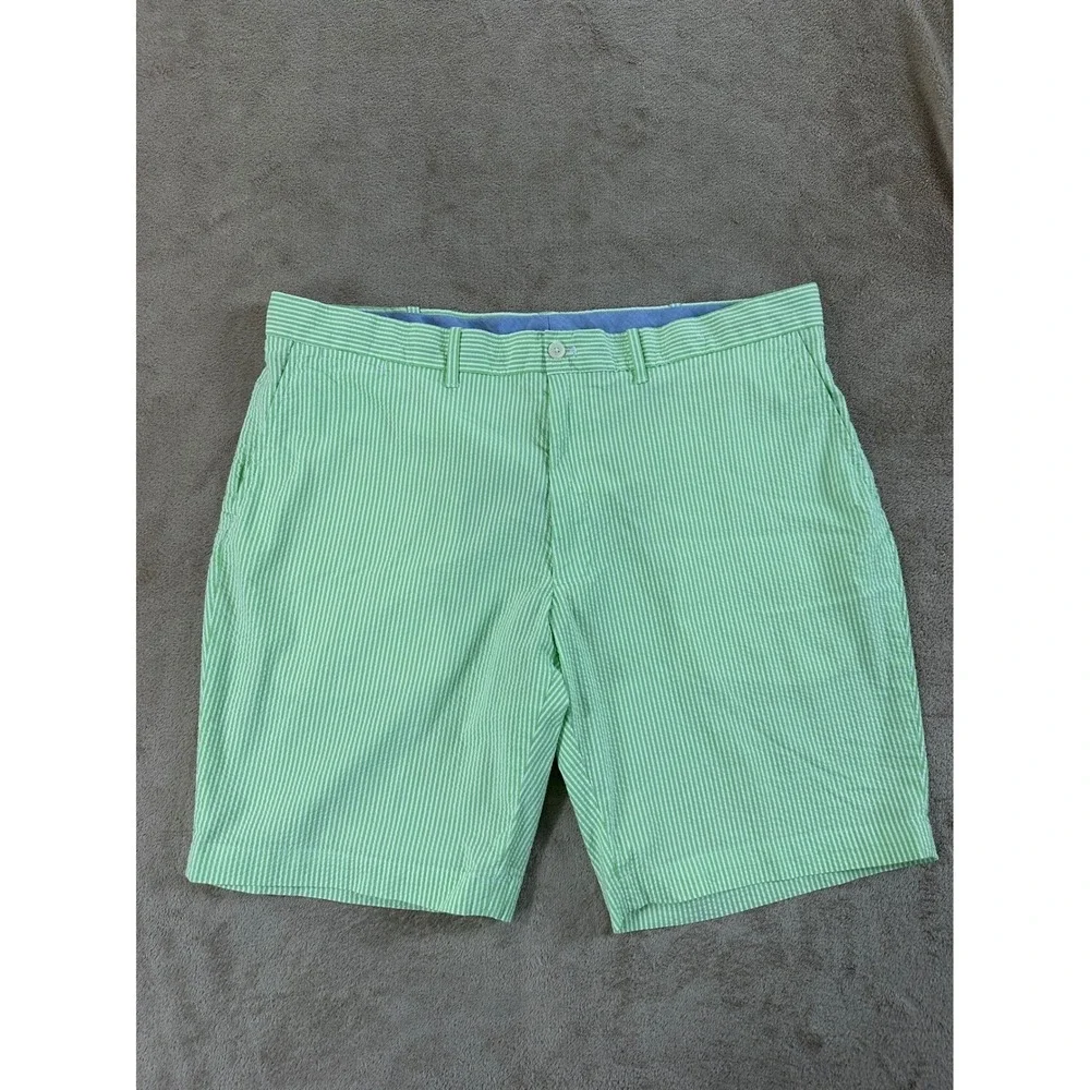 Polo Golf Ralph Lauren Seersucker shorts Mens 40 Green Striped Classic‎ Fit EUC